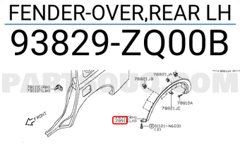Nissan 93829ZQ00B FENDER-OVER,REAR LH