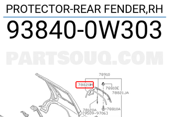Nissan 938400W303 PROTECTOR-REAR FENDER,RH