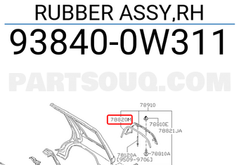 Nissan 938400W311 RUBBER ASSY,RH
