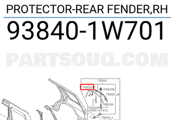 Nissan 938401W701 PROTECTOR-REAR FENDER,RH