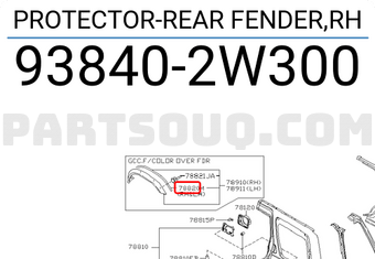 Nissan 938402W300 PROTECTOR-REAR FENDER,RH
