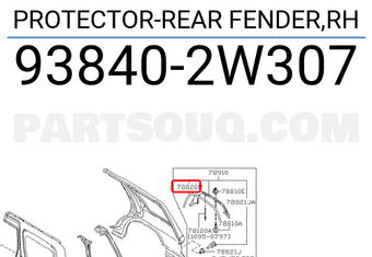 Nissan 938402W307 PROTECTOR-REAR FENDER,RH