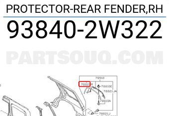 Nissan 938402W322 PROTECTOR-REAR FENDER,RH