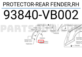 Nissan 93840VB002 PROTECTOR-REAR FENDER,RH
