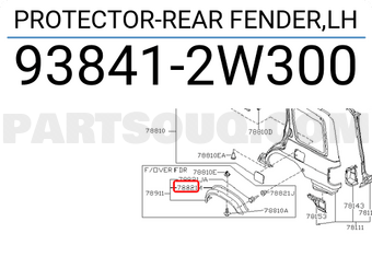 Nissan 938412W300 PROTECTOR-REAR FENDER,LH