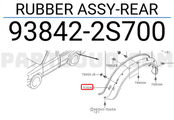 Nissan 938422S700 RUBBER ASSY-REAR