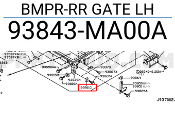 Nissan 93843MA00A BMPR-RR GATE LH