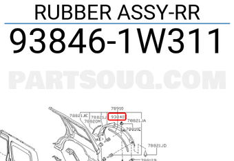 Nissan 938461W311 RUBBER ASSY-RR