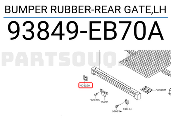 Nissan 93849EB70A BUMPER RUBBER-REAR GATE,LH