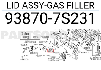 Nissan 938707S231 LID ASSY-GAS FILLER