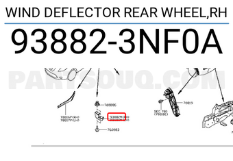 Nissan 938823NF0A WIND DEFLECTOR REAR WHEEL,RH