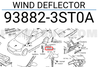 Nissan 938823ST0A WIND DEFLECTOR