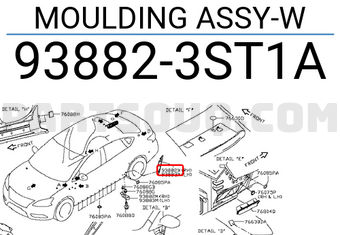 Nissan 938823ST1A MOULDING ASSY-W