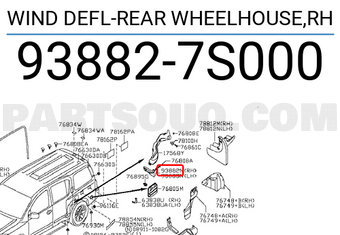 Nissan 938827S000 WIND DEFL-REAR WHEELHOUSE,RH