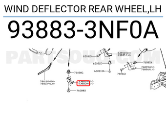 Nissan 938833NF0A WIND DEFLECTOR REAR WHEEL,LH