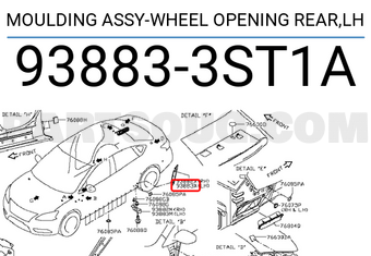 Nissan 938833ST1A MOULDING ASSY-WHEEL OPENING REAR,LH