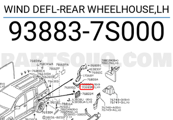 Nissan 938837S000 WIND DEFL-REAR WHEELHOUSE,LH