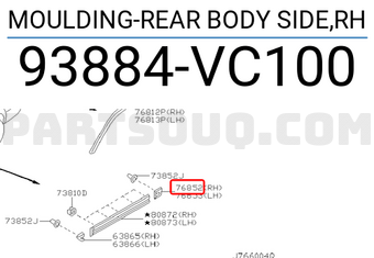 Nissan 93884VC100 MOULDING-REAR BODY SIDE,RH