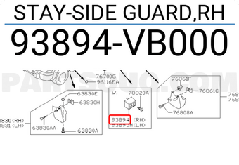 Nissan 93894VB000 STAY-SIDE GUARD,RH