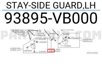 Nissan 93895VB000 STAY-SIDE GUARD,LH