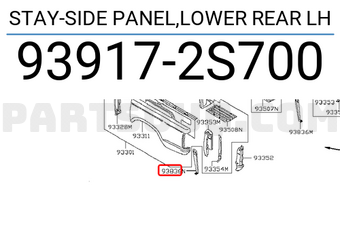 Nissan 939172S700 STAY-SIDE PANEL,LOWER REAR LH