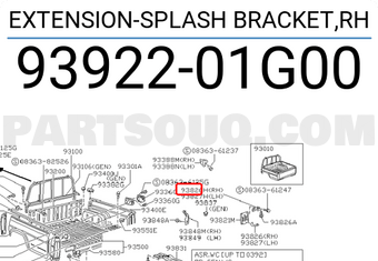 Nissan 9392201G00 EXTENSION-SPLASH BRACKET,RH