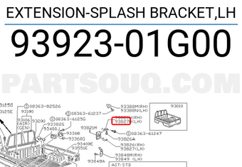 Nissan 9392301G00 EXTENSION-SPLASH BRACKET,LH