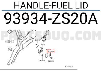 Nissan 93934ZS20A HANDLE-FUEL LID