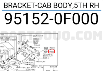 Nissan 951520F000 BRACKET-CAB BODY,5TH RH