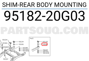 Nissan 9518220G03 SHIM-REAR BODY MOUNTING