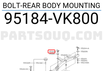 Nissan 95184VK800 BOLT-REAR BODY MOUNTING