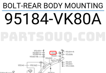 Nissan 95184VK80A BOLT-REAR BODY MOUNTING