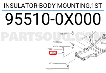 Nissan 955100X000 INSULATOR-BODY MOUNTING,1ST