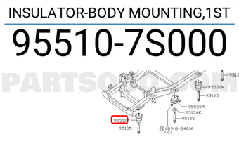 Nissan 955107S000 INSULATOR-BODY MOUNTING,1ST