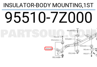 Nissan 955107Z000 INSULATOR-BODY MOUNTING,1ST