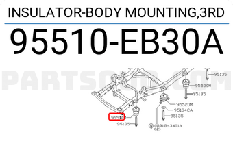 Nissan 95510EB30A INSULATOR-BODY MOUNTING,3RD