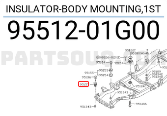 Nissan 9551201G00 INSULATOR-BODY MOUNTING,1ST