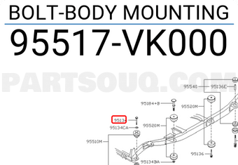 Nissan 95517VK000 BOLT-BODY MOUNTING
