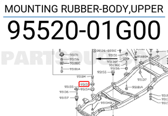 Nissan 9552001G00 MOUNTING RUBBER-BODY,UPPER
