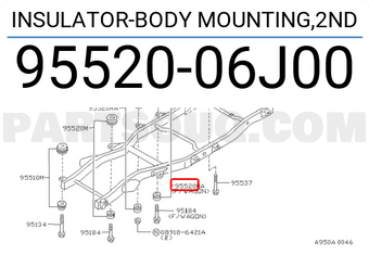 Nissan 9552006J00 INSULATOR-BODY MOUNTING,2ND