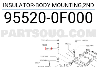 Nissan 955200F000 INSULATOR-BODY MOUNTING,2ND