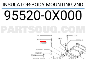 Nissan 955200X000 INSULATOR-BODY MOUNTING,2ND