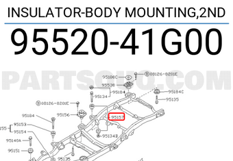 Nissan 9552041G00 INSULATOR-BODY MOUNTING,2ND