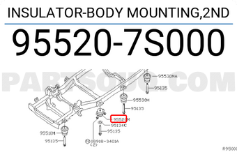Nissan 955207S000 INSULATOR-BODY MOUNTING,2ND