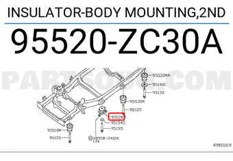 Nissan 95520ZC30A INSULATOR-BODY MOUNTING,2ND