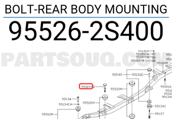 Nissan 955262S400 BOLT-REAR BODY MOUNTING