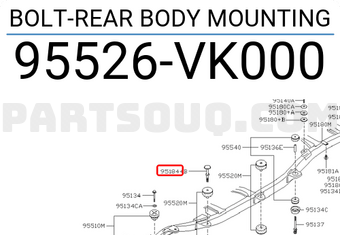Nissan 95526VK000 BOLT-REAR BODY MOUNTING