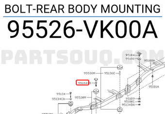 Nissan 95526VK00A BOLT-REAR BODY MOUNTING