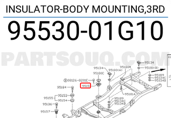 Nissan 9553001G10 INSULATOR-BODY MOUNTING,3RD