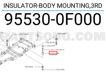 Nissan 955300F000 INSULATOR-BODY MOUNTING,3RD